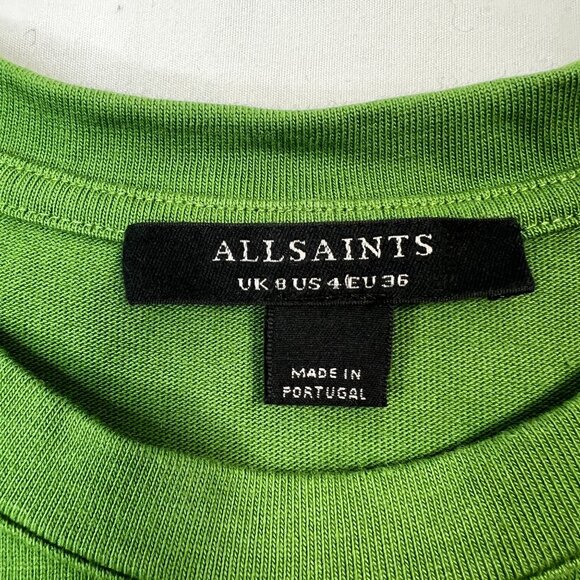 ALL SAINTS Anna Maxi T-Shirt Dress Modern Cotton Side Slits Shapeless Green US 4 - Picture 7 of 14